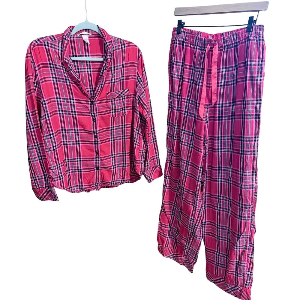 Victoria’s Secret red plaid pajama set medium cotton modal blend comfy lounge